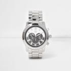 River Island Mens Silver Tone Chain Link Strap Round Face Watch