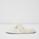 River Island Womens Quilted Fluffy Embellished Slippers