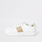 River Island Womens White Diamante Stripe Side Trainer