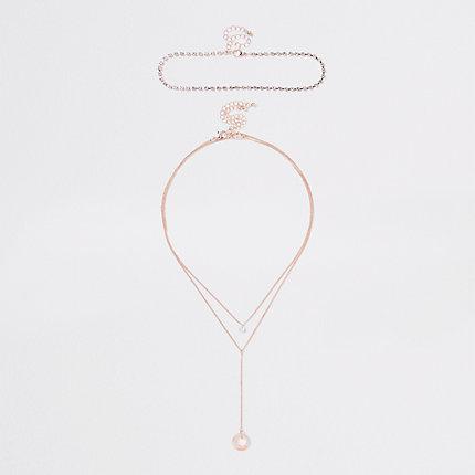 River Island Womens Gold Tone Circle Layered Necklace Set