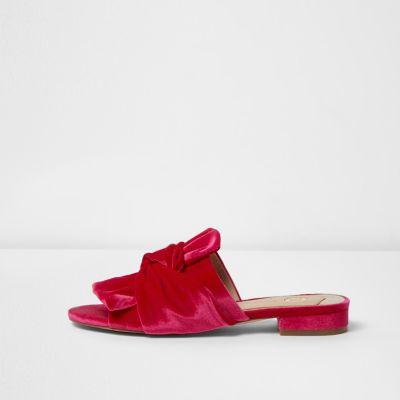 River Island Womens Velvet Knot Front Backless Loafers