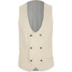 River Island Mens Linen Blend Double Breasted Vest