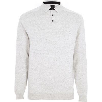 River Island Mens Long Sleeve Knitted Polo Shirt