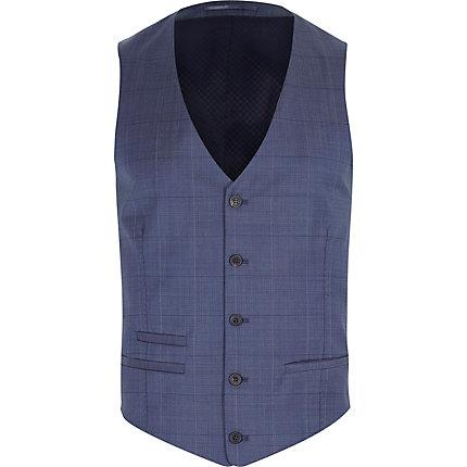 River Island Mens Subtle Check Wool-blend Waistcoat