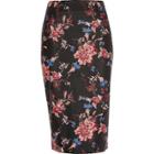 River Island Womens Faux Leather Floral Print Pencil Skirt