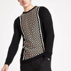 River Island Mens Slim Fit Geo Print Blocked Sweatshirt