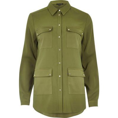 River Island Womens Four Pocket Satin Shirt