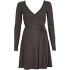 River Island Womens Rib Ballet Wrap Long Sleeve Dress