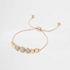 River Island Womens Gold Tone Diamante Bead Lariat Bracelet