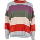 River Island Womens Multi Colored Stripe Cut Out Sweater