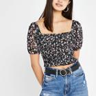 River Island Womens Floral Print Square Neck Top