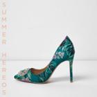 River Island Womens Floral Print Embellished Court Shoes