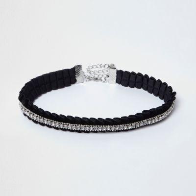 River Island Womens Frill Trim Crystal Row Choker