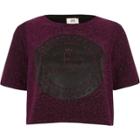 River Island Womens Glitter 'c'est La Belle' Cropped T-shirt