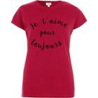 River Island Womens Marl 'je T'aime' Print Fitted T-shirt