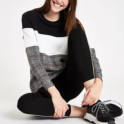River Island Womens Color Block Check Print Sweatshirt