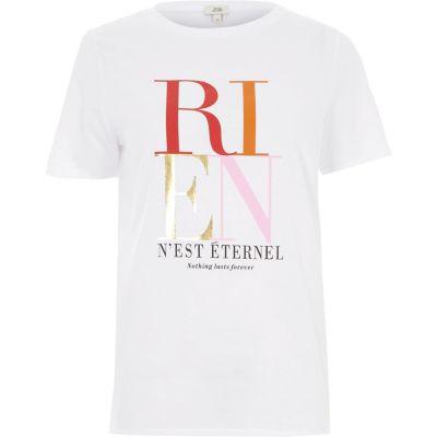 River Island Womens White 'rien' Fitted Short Sleeve T-shirt
