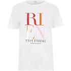 River Island Womens White 'rien' Fitted Short Sleeve T-shirt