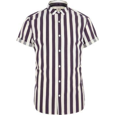 River Island Mens Stripe Slim Fit Short Sleeve Shirt