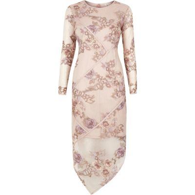River Island Womens Blush Lace Embroidered Floral Dress