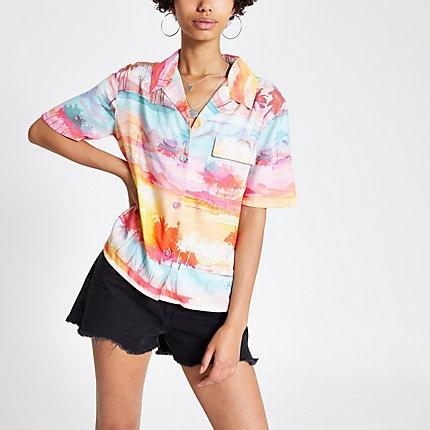 River Island Womens Print 'cali Dreamer' Short Sleeve Shirt