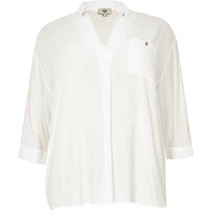 River Island Womens Plus White Button Back Shirt