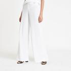 River Island Womens White Ribbed Wide Leg Trousers