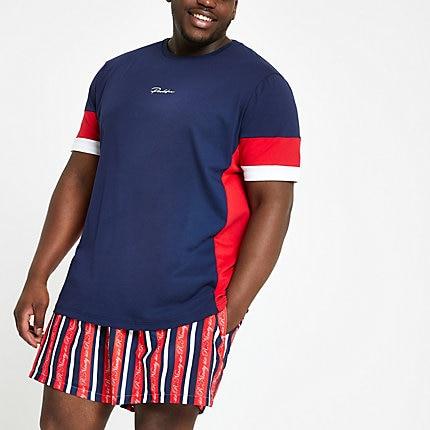 River Island Mens R96 Big And Tall Stripe Swim Trunks