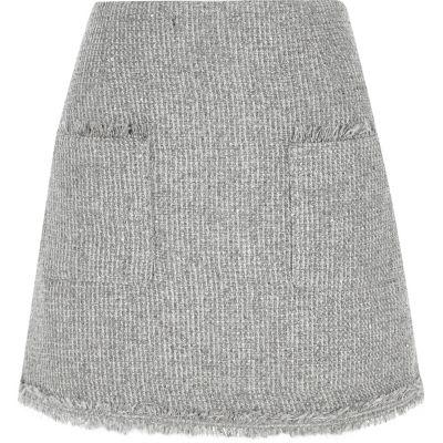 River Island Womens Pocket Front Boucle Glitter Mini Skirt