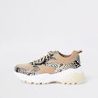 River Island Womens Snake Print Lace-up Runner Trainers