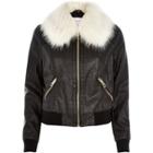 River Island Womens Leather-look Bomber Jacket