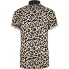 River Island Mens Leopard Print Revere Shirt