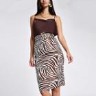 River Island Womens Gold Zebra Print Pencil Skirt