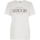 River Island Womens White 'falling In Love' Print Fitted T-shirt