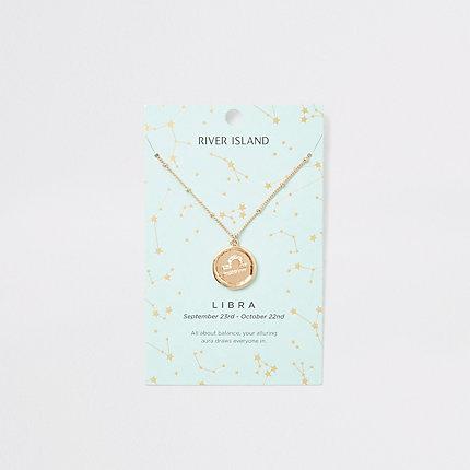 River Island Womens Libra Zodiac Sign Gold Colour Necklace