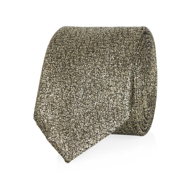 River Island Mensgold Texture Pattern Tie