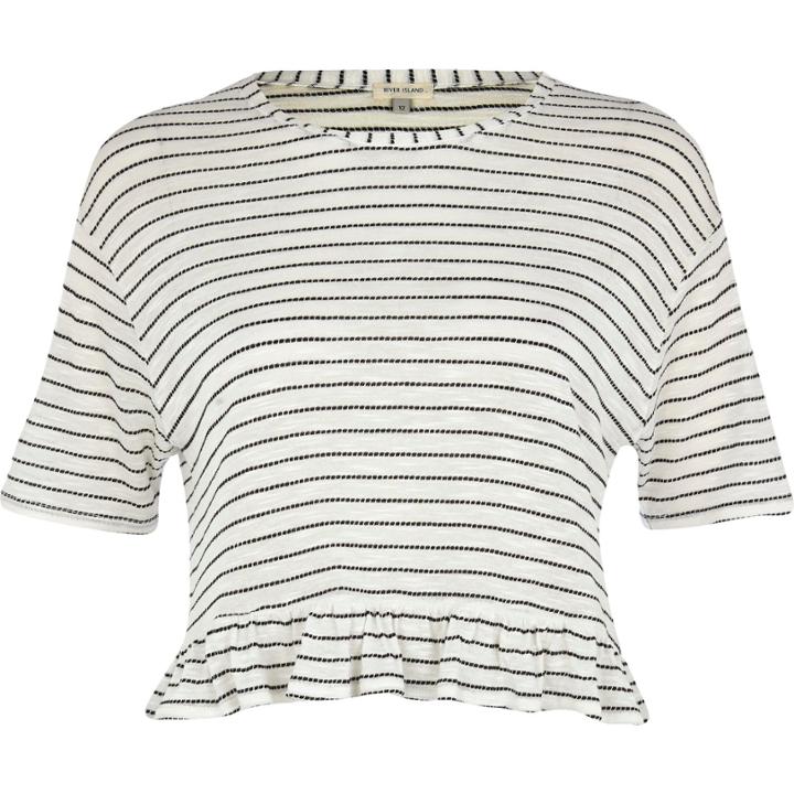 River Island Womens Stripe Frill Trim Crop Top