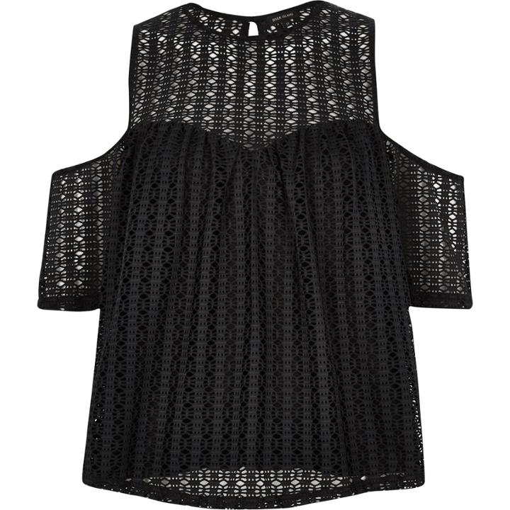 River Island Womens Crochet Cold Shoulder Top