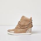 River Island Womens Nude Suede Chain Hi Tops