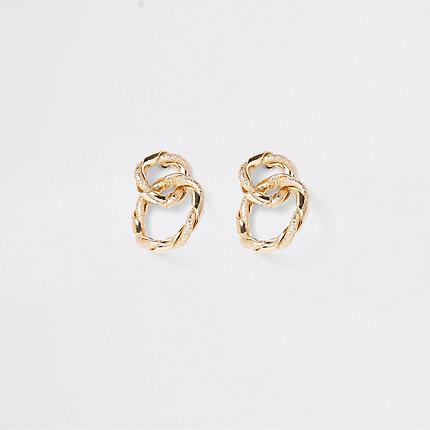 River Island Womens Gold Tone Twisted Interlinked Stud Earrings