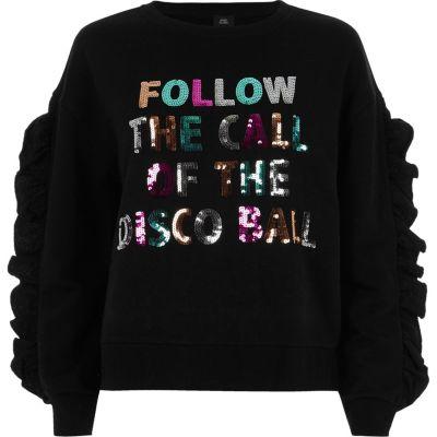 River Island Womens 'disco Ball' Sequin Frill Sweatshirt