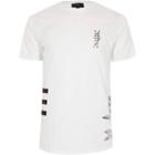 River Island Mens White Floral Print Crew Neck Slim Fit T-shirt