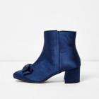 River Island Womens Bow Satin Block Heel Ankle Boots