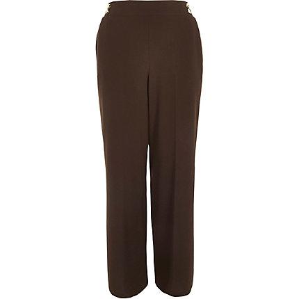 River Island Womens Plus Wide Leg Button Trousers