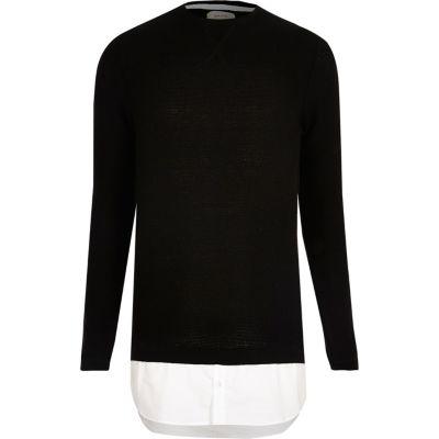 River Island Mens Sweater With Shirt Insert