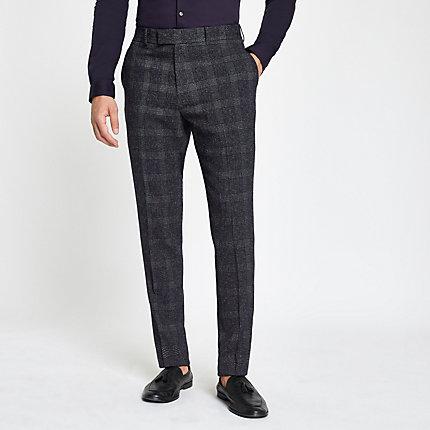 River Island Mens Farah Check Skinny Suit Pants