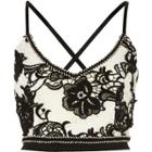 River Island Womens White Mono Floral Lace Cami Crop Top