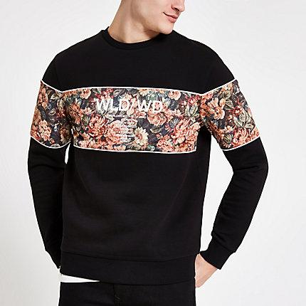 River Island Mens Floral Block Slim Fit Sweatshirt