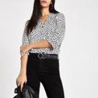 River Island Womens White Dalmatian Print Batwing Sleeve Blouse