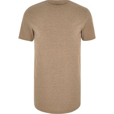 River Island Mens Marl Longline Crew Neck T-shirt